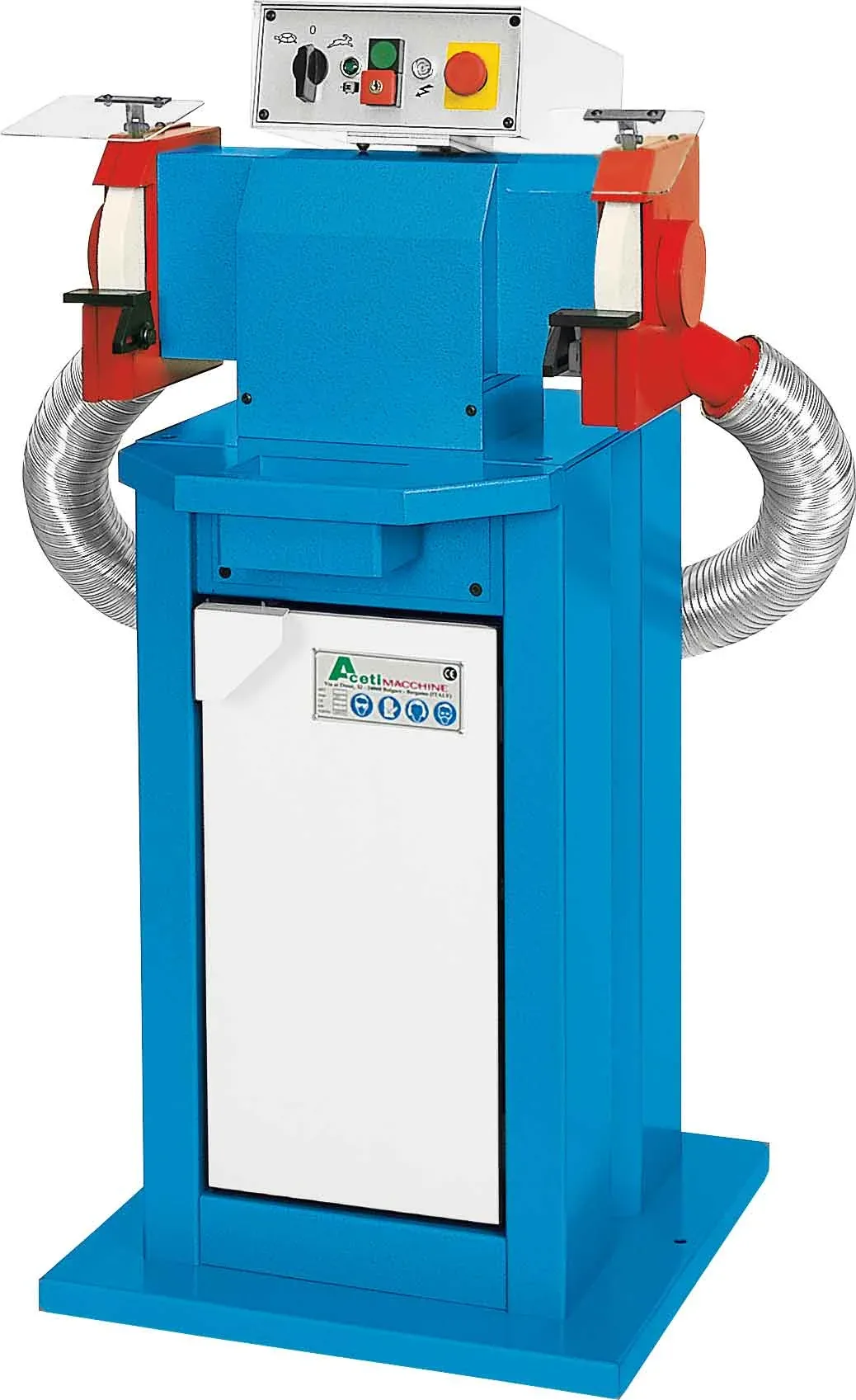 Aceti ART.105 pedestal double grinding machine with dust extraction hoses