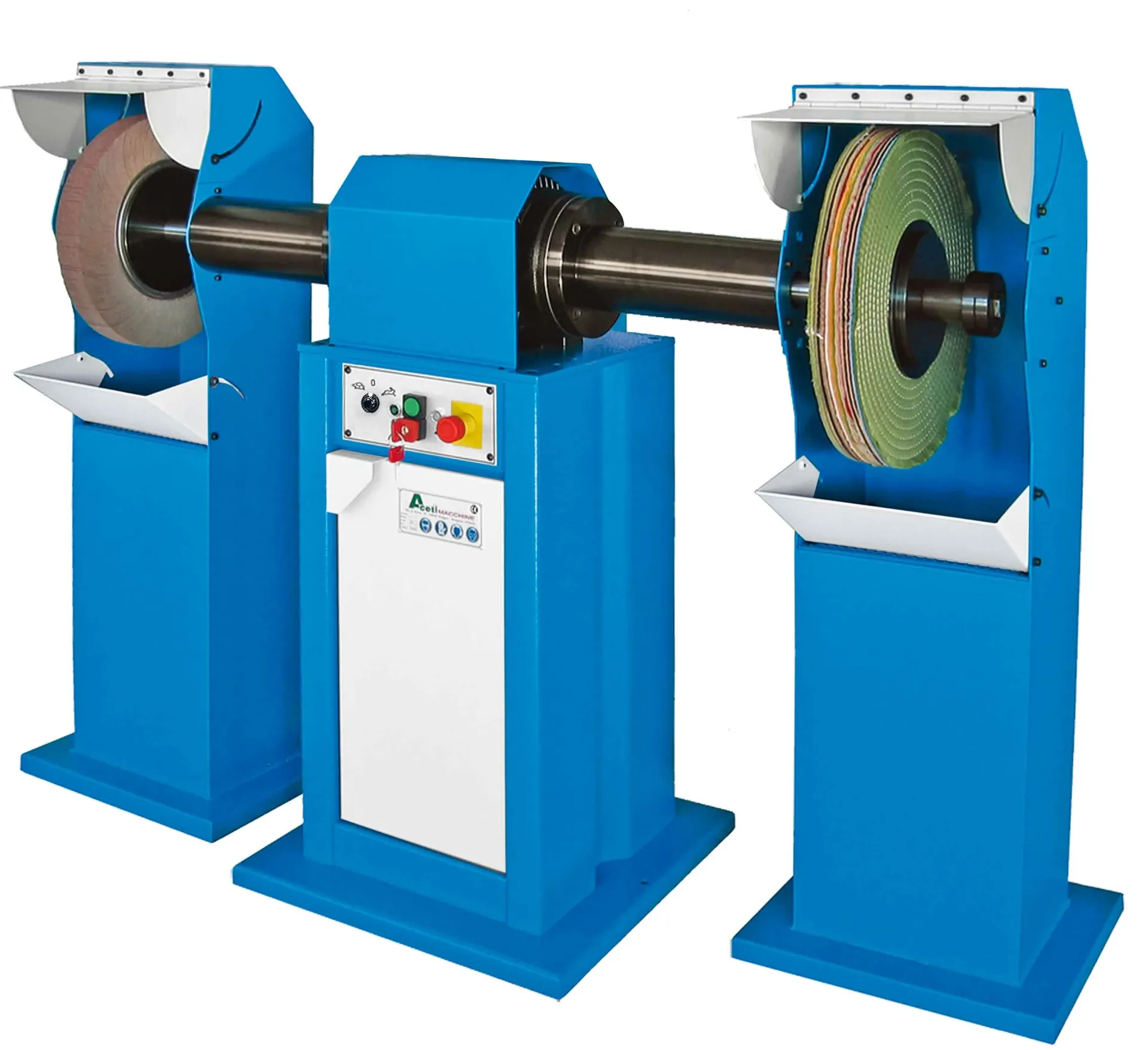 Aceti ART.94 double-shaft pedestal polishing machine with 400 mm buffing wheels