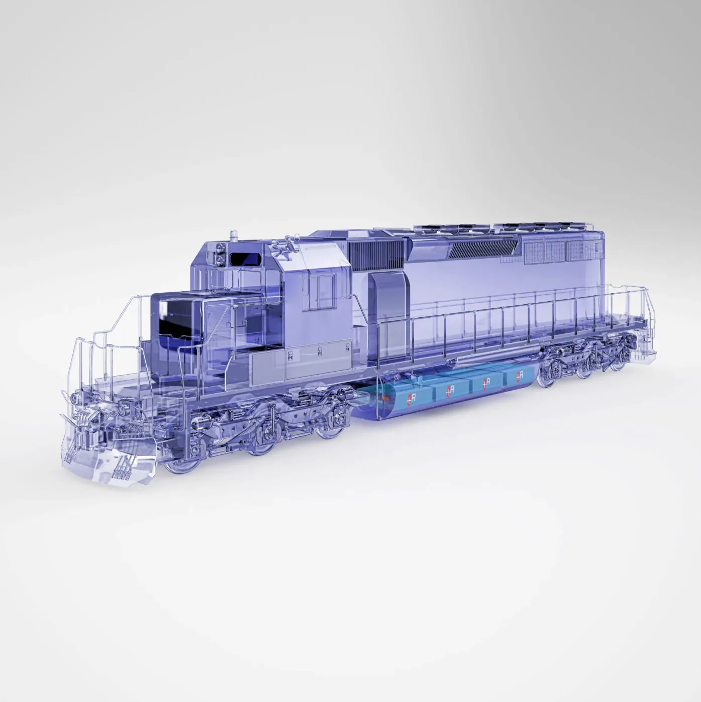 Shunting locomotive render with Aliant high-voltage lithium battery modules