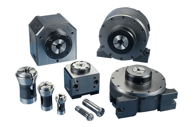 CHIA-MO pneumatic chucking devices that clamp parts with an interchangeable collet