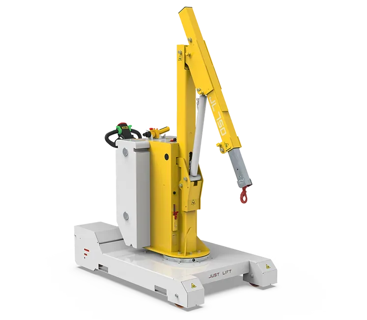 Just Lift JL750 hydraulic counterbalanced mini crane, highest capacity model, three-quarter view