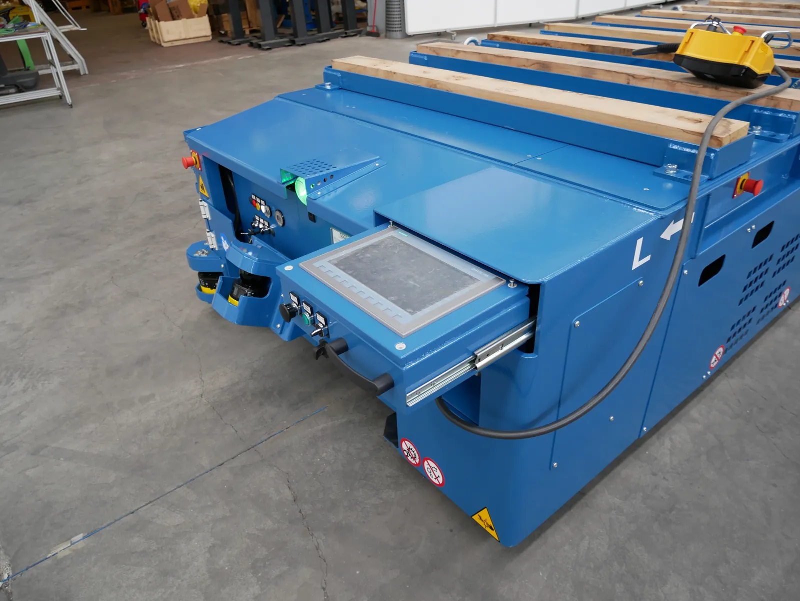 Blue Morello AGV with roller deck and operator panel