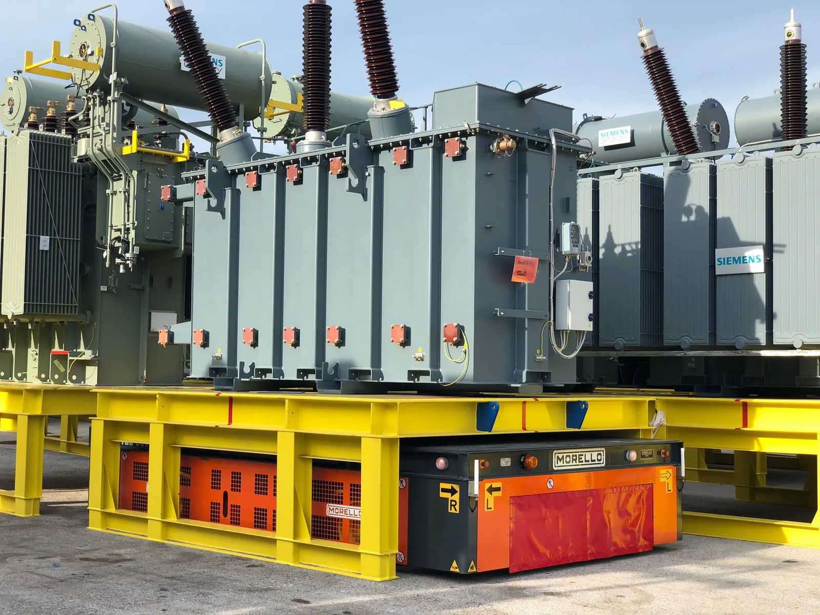 Morello OMNI cart carrying a power transformer