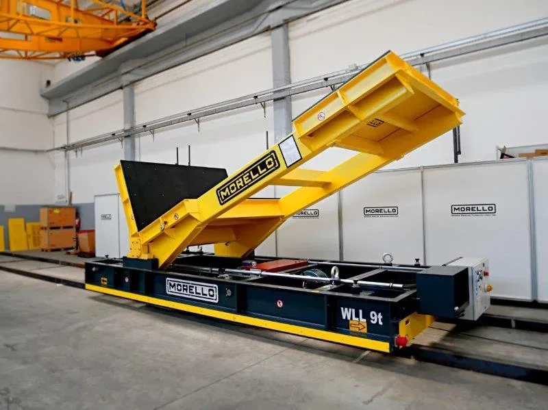 Morello 9 t rail cart with tilting deck for the nuclear industry