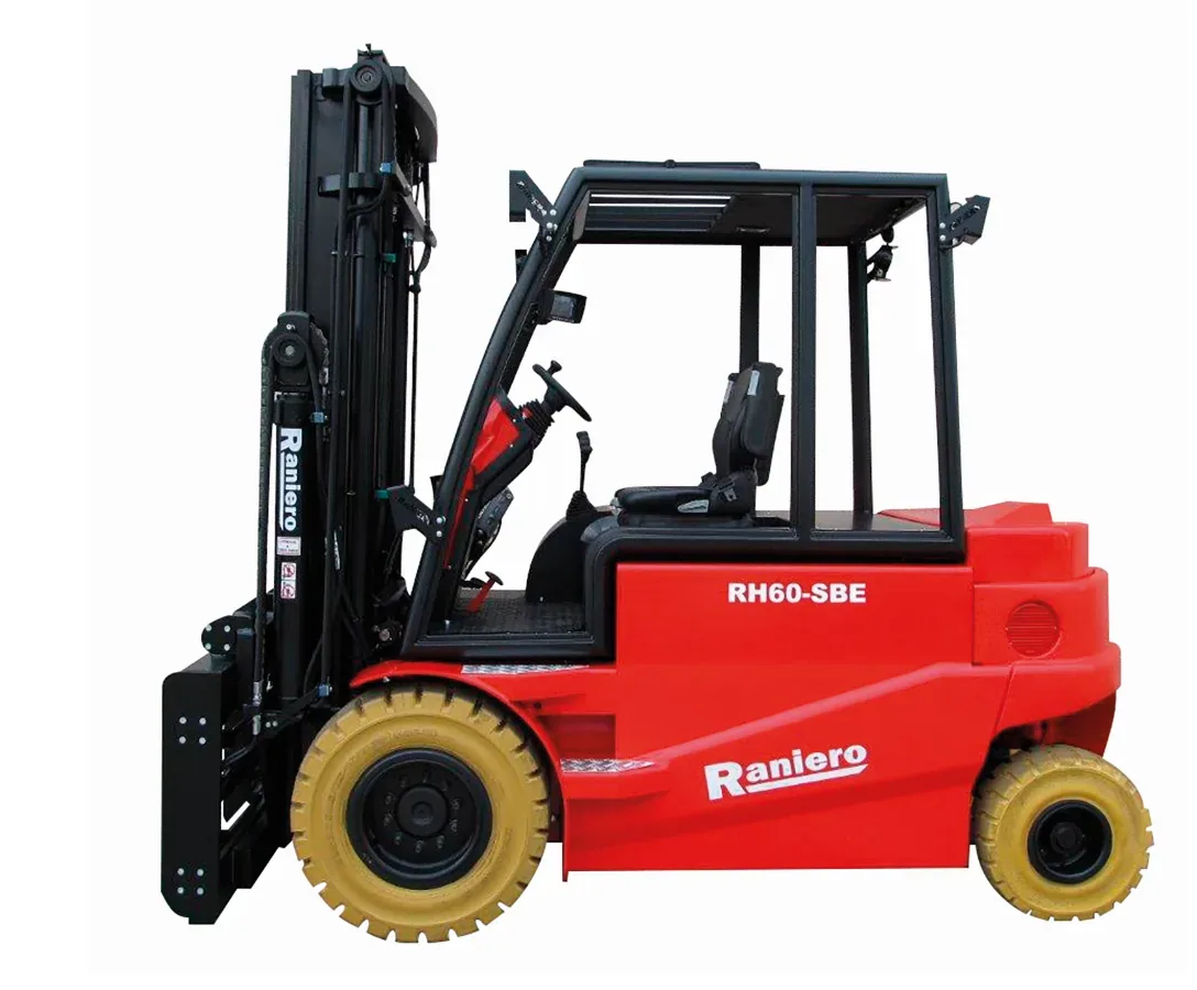 Raniero RH60-SBE electric forklift truck, red, side view on white background