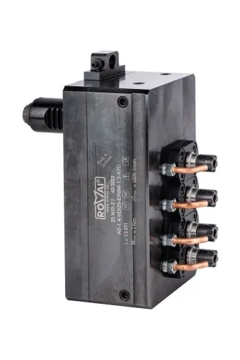 ROMAI multi-spindle head with four outputs and internal coolant lines