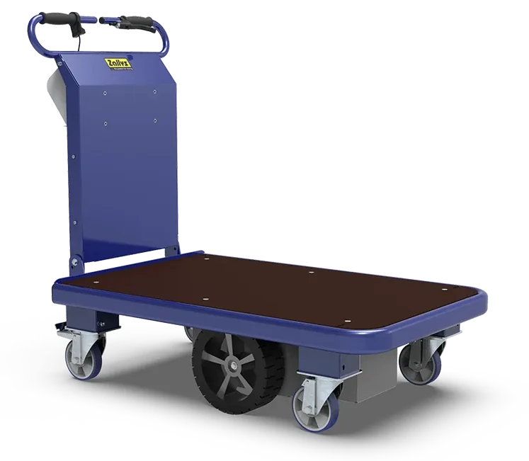 Zallys M15 battery-powered platform cart with non-slip deck and push handle