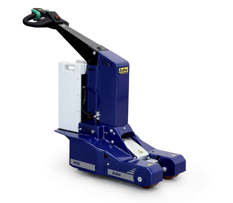 Zallys M16 electric tow tractor with hydraulic lifting arm for two-wheel carts