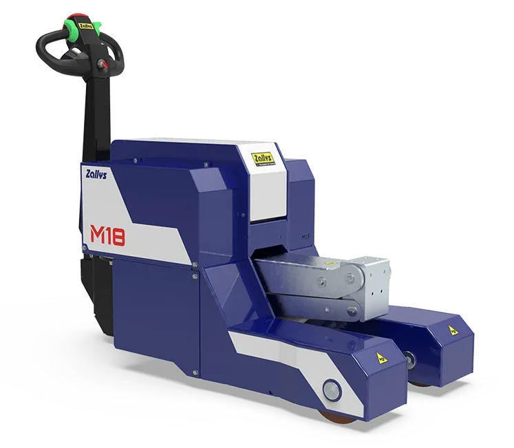 Zallys M18 electric tow tractor with hydraulic lift for heavy two-wheel trailers