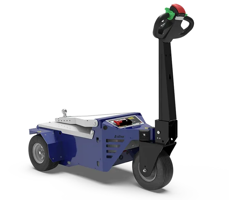 Zallys M6.5 industrial electric mover with quick hitch, three-quarter view