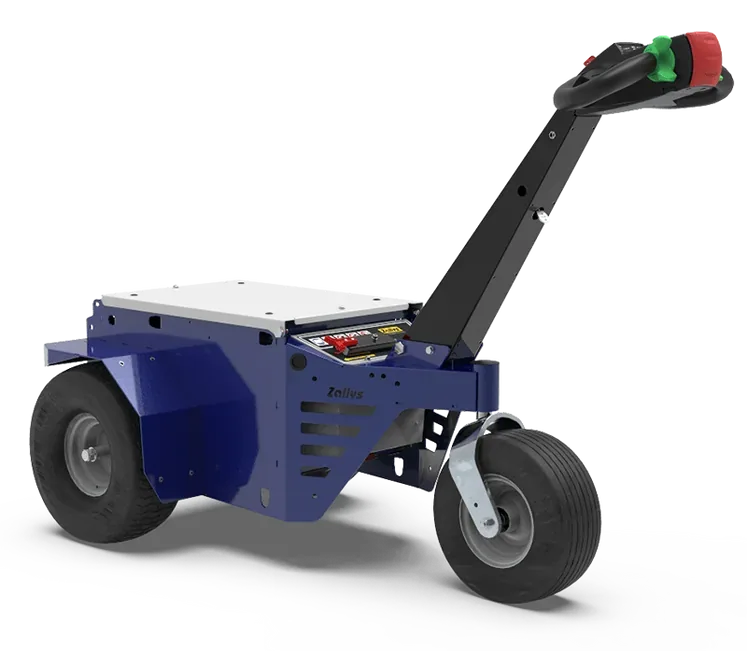 Zallys M9 industrial electric tug for wheeled carts, three-quarter view